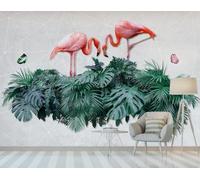 Geometric Plants Green Leaves Butterflies Flamingos 3D Wallpaper Luxury Home Dining Decor Paste Sofa Living Room The Wall for Bedroom Mural-430cm×300cm