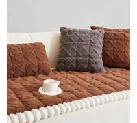 Geometric Plush Warm Sofa Couch Cover，Autumn And Winter Straight Thickened Cushions, High-End Non-Slip Leather Sofa Covers，Pet Couch Cover Thick Plush(Brown,30 * 50cm(Pillow Cover))