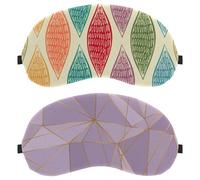 Geometric Polygon Pattern Purple Gold Line 2-Pack Light-Blocking Soft Breathable Sleeping Mask Eye Patch