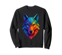 Geometric Polygon Rainbow Wolf Head Abstract Art Sweatshirt
