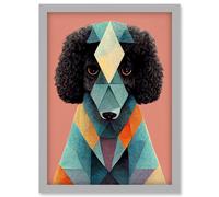 Geometric Poodle Dog Boho Abstract Fun Pastel Artwork Framed Wall Art Print A4 Artery8 Light Grey One Size
