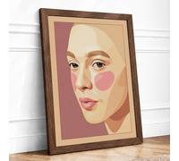 Geometric Portrait in Earth Minimalist Framed Wall Art Print A1 (84.1×59.4cm) Walnut, Wall Decor for Living Room, Bedroom, Office & Home, Ready to Hang, Art Gift