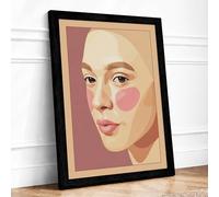 Geometric Portrait in Earth Minimalist Framed Wall Art Print A4 (29.7×21cm) Black, Wall Decor for Living Room, Bedroom, Office & Home, Ready to Hang, Art Gift