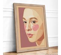 Geometric Portrait in Earth Minimalist Framed Wall Art Print A4 (29.7×21cm) Oak, Wall Decor for Living Room, Bedroom, Office & Home, Ready to Hang, Art Gift