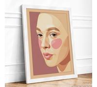 Geometric Portrait in Earth Minimalist Framed Wall Art Print A4 (29.7×21cm) White, Wall Decor for Living Room, Bedroom, Office & Home, Ready to Hang, Art Gift