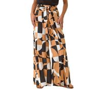Geometric Print Tie Waist Stretch Trouser Roman Camel 18