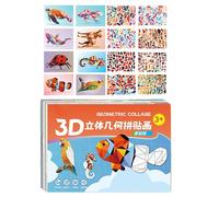 Geometric Puzzle Collage Kit, Paper Jigsaw Toys, Fun Board Game with Colorful Shapes, Kids Activity Set, Arts and Crafts Accessory with Creative Design, Children Craft for Kindergarten School