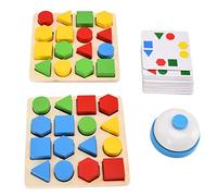 Geometric Puzzle Toy, Educational Blocks Puzzle Brain Teasers, Geometric Shape Jigsaw Toy with 32 Wooden Pieces and Baseboards for Preschool Learning and Cognitive