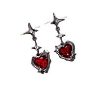 Geometric Quad-Star Heart Earrings Crinkle-Diamond Textured Earrings Gothic Metal Framework Pendant Heart Accessory Suitable Parties, Work and Daily Life
