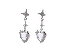 Geometric Quad-Star Heart Earrings Crinkle-Diamond Textured Earrings Gothic Metal Framework Pendant Heart Accessory Suitable Parties, Work and Daily Life