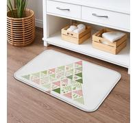 Geometric Quick Dry Bath Mat, Modern Peach Green Absorbent Non Slip Shower Mat, Flannel Washable Bath Rugs for Bathroom Decorative 16x24 Inch