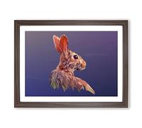 Geometric Rabbit Hare In Abstract Modern Art Framed Wall Art Print, Ready to Hang Picture for Living Room Bedroom Home Office Décor, Walnut A4 (34 x 25 cm)