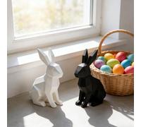 Geometric Rabbit Statue - Modern Animal Sculpture Easter Decorations for Home Living Room Office Desktop - 3D Plastic Minimalist Bunny Figurine (Multicolor)