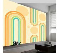 Geometric Rainbow Circles Non-Woven Wall Mural 500W x 280H cm, Bohemian Photo Wallpaper - Modern Walls Art Decoration Poster for Kids Room Bedroom Living Room, High-Definition Wall Mural Picture