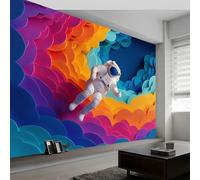 Geometric Rainbow Space Astronaut Non-Woven Wall Mural 200W x 140H cm, Abstract Photo Wallpaper - Modern Walls Art Poster for Kids Room Bedroom Living Room, High-Definition Wall Mural Picture