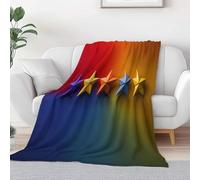 Geometric Rainbow Stars Print Throw Blanket 100 x 130 cm, Soft Cozy Fluffy Flannel Blanket Bedding for Boys Girls Cartoon Large Warm Throw for Bed Couch Trave