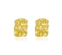 Geometric Rectangle Gold Stud Earrings For Women Irregular Hammered Chunky Statement Square Earring Trendy Vintage Textured Dome Metal Earring Dupes Fashion Jewelry Gift, XL, Alloy Steel, No Gemstone