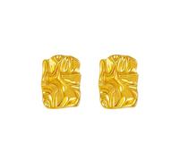 Geometric Rectangle Gold Stud Earrings For Women Irregular Hammered Chunky Statement Square Earring Trendy Vintage Textured Dome Metal Earring Dupes Fashion Jewelry Gift, XL, Alloy Steel, No Gemstone