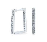 Geometric Rectangle Square Inside Out Channel Set AAA CZ Large Hoop Earrings Of Women Cubic Zirconia .925 Sterling Silver