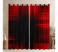 Geometric Red and Black Blackout Curtains for Kids - Modern Abstract Graffiti Art Window Treatments - Stylish Darkening Drapes for Toddlers - W52*L63
