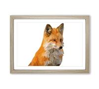 Geometric Red Fox in Abstract Framed Print | A2 Oak Framed Wall Art | Ready to Hang | Abstract Animal Picture | Living Room Bedroom Lounge Office