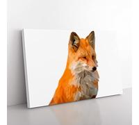 Geometric Red Fox In Abstract Modern Art Canvas Wall Art Print Ready to Hang, Framed Picture for Living Room Bedroom Home Office Décor, 76x50 cm (30x20 Inch)