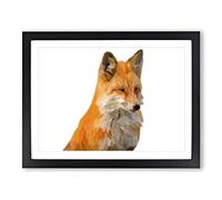 Geometric Red Fox In Abstract Modern Art Framed Wall Art Print, Ready to Hang Picture for Living Room Bedroom Home Office Décor, Black A3 (46 x 34 cm)