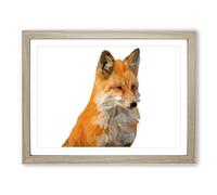 Geometric Red Fox In Abstract Modern Art Framed Wall Art Print, Ready to Hang Picture for Living Room Bedroom Home Office Décor, Oak A4 (34 x 25 cm)