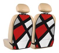 Geometric Red Gray Black White,2 Pack Car Seat Kick Mats Back Seat Protector Durable Back Seat Organiser