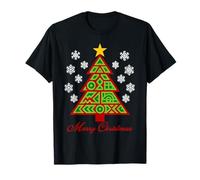 Geometric Red Green X’mas Tree Abstract Math & AI Inspired T-Shirt