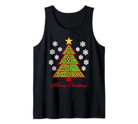Geometric Red Green X’mas Tree Abstract Math & AI Inspired Tank Top