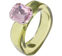 Geometric Resin Ring with Rhinestones Colorful Plastic Jewelry for Women Men Modern Design Oil Treatment for Shiny Finish(H)