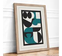 Geometric Rhythm Art Deco Framed Wall Art Print A3 (42×29.7cm) Oak, Wall Decor for Living Room, Bedroom, Office & Home, Ready to Hang, Art Gift