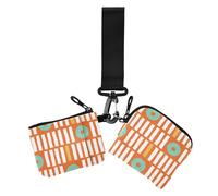 Geometric Rhythm Orange Green Women's Wallets Card Cases Slim Portable Wristlet Wallet Key Holder with Wristlet Strap for Daily Use 2 Pcs