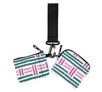 Geometric Rhythm Peach Green Women's Coin Wallet Card Holder Small Detachable Zipper Wallet Coin Bag with Zipper Pocket for Lady 2 Pcs