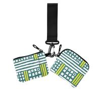 Geometric Rhythm Seamless Yellow Green Women's Coin Pouches Card Holder Large Capacity Credit Card Wallet Case with Keychain for Work Travel 2 Pcs