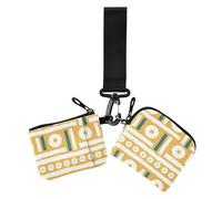 Geometric Rhythm Yellow Green Women's Card Cases Change Holder Mini Fashion Zipper Wristlet Wallet with Zipper Pocket for Daily Use 2 Packs