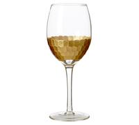 Geometric Ribbed Wine Glass Set, 4 Small Colored Wine Goblets With Gold Metallic Strip, Textured Glasses Premier Housewares Gold One Size