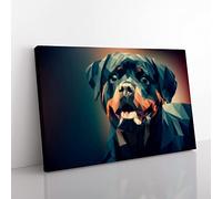 Geometric Rottweiler Dog In Abstract Modern Art Canvas Wall Art Print Ready to Hang, Framed Picture for Living Room Bedroom Home Office Décor, 76x50 cm (30x20 Inch)