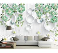 Geometric Round Green Flower Butterfly 3D Wallpaper Easy Install Feature Office Living Room Sofa Bedroom TV Background Wall Decoration-200cm×140cm