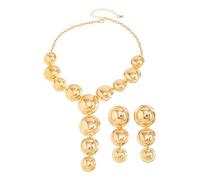 Geometric Round Necklace and Earrings Set Adjustable Y Shaped Chain and Flowing Tassels Design for Dynamic Practical Unique Jewelry Set Geometric Pendant and Flowing Earrings Adjustable for Wear