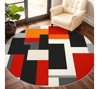 Geometric Round Rug 60cm, Modern Minimalist Round Rug, Small Washable Circle Rugs for Kids Room Game Room Coffee Table Home Decor