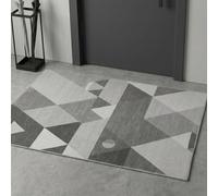 Geometric Rug 2x3, Washable Black Grey Modern Rug for Entryway, Kid & Pet Friendly with Rubber Back Non Slip, Soft Low Pile Small Carpet, Stain Resistant Rug for Entryway, Kitchen, Bathroom