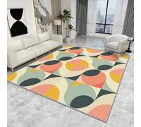 Geometric Rugs for Living Room - Geometric Rug - Retro Mid-Century Modern Rugs, Abstract Vintage Colourful Carpet, Washable Non Slip Low Pile Small Area Rugs, Geometric Home Decor Gifts, 50 X 80 cm