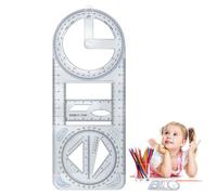 Geometric Ruler - Master Complex Math Drawings Instantly, 360 Degree Rotating Design, 14 Graphic Templates + Precise Millimeter Scale, Flexible, Shatterproof PP Material for School
