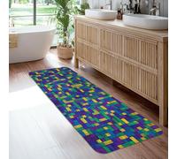 Geometric Runner Rug, Modern Contemporary Lines Squares None Violet Low Pile Sponge Soft Rectangle Carpet Stain Resistant for Kitchen Bathroom Entryway Bedside Decor 2x6 Ft