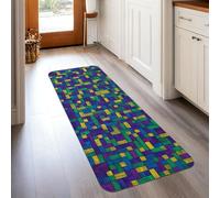 Geometric Runner Rug, Modern Contemporary Lines Squares None Violet Non-Slip Home Floor Rectangle Print Carpet for Kitchen Hallway Laundry Room Entryway Decor 2x5 Ft