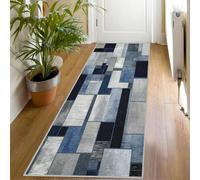 Geometric Runner Rugs for Hallway 60 x 180 cm, Modern Abstract Runner Rug, Blue Washable Non Slip Long Carpet, Floor Mat, Kitchen Bedroom Living Room Hall Entrance Decor （f3Q379）