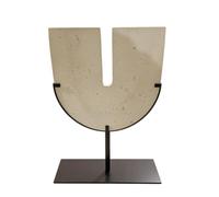 Geometric Sculpture Tabletop Statue Ornament Art Decor With V Shaped Panel On Sleek Metal Support In Synthetic Resin suitable for office desk living, 240x80x330mm