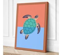 Geometric Sea Turtle Canvas Wall Art Print 18x12 Inch